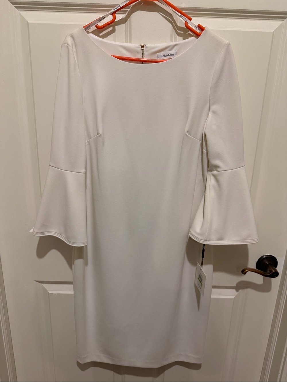 Calvin Klein White Bell-Sleeve Shift Dress